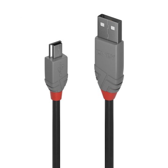 Lindy USB 2.0 Type A to Mini-B Cable, Anthra Line