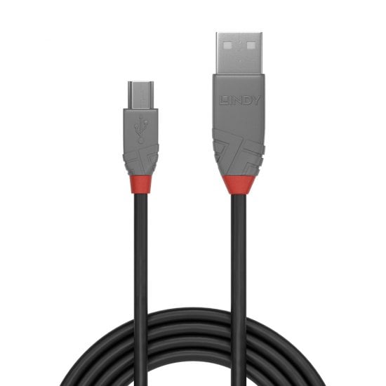 Lindy USB 2.0 Type A to Mini-B Cable, Anthra Line