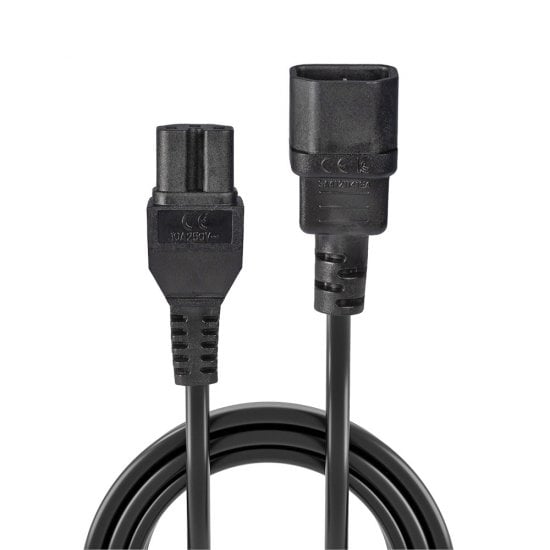 Lindy 2m IEC C14 to IEC C15 'Hot Condition' Power Cable, Black