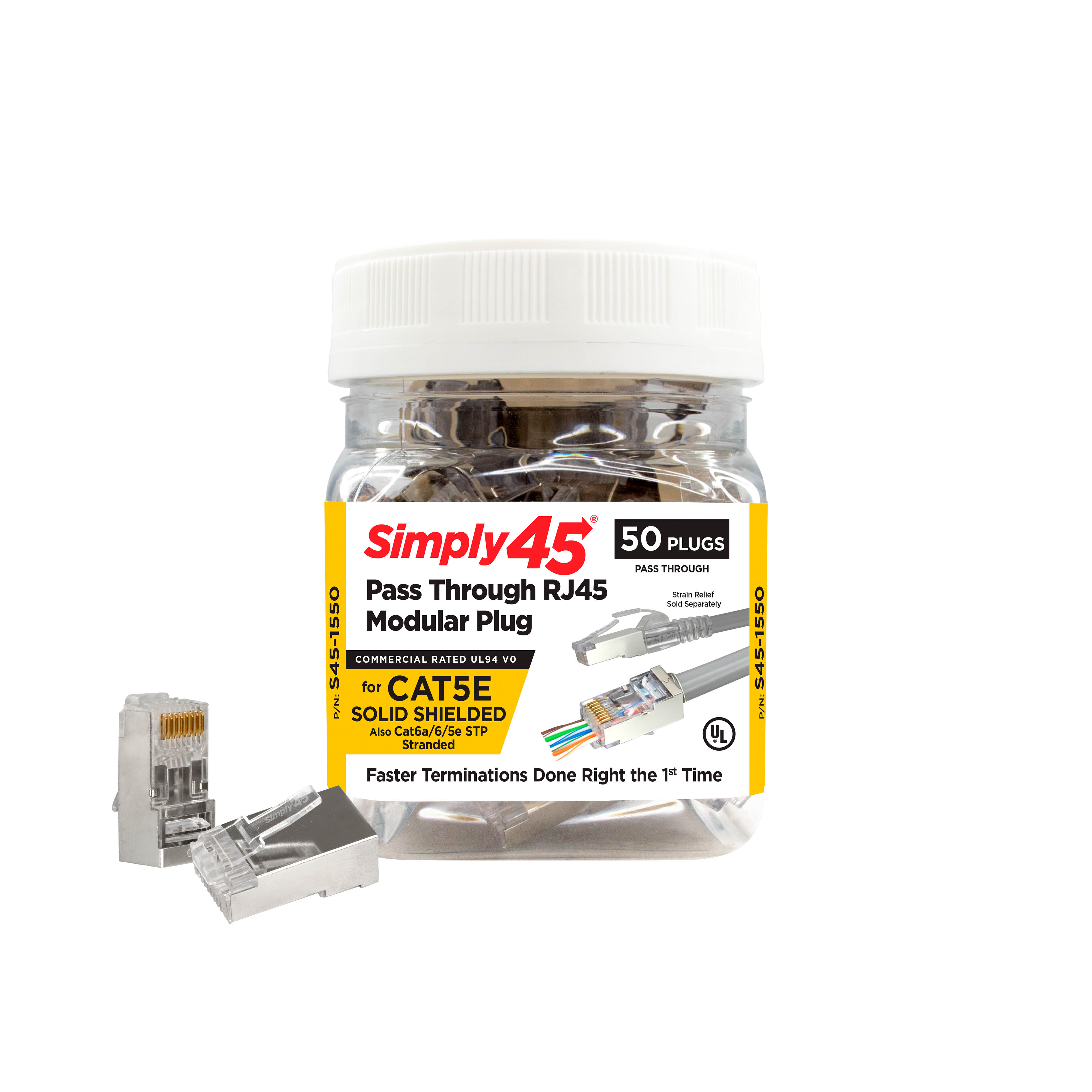 Simply45® Cat5e STP Pass Through RJ45 Plug